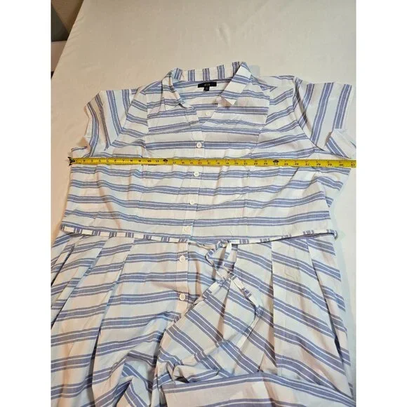 Ellos Womens Striped Button-Front Belted  Short-Sleeve Dress pockets Size‎ 4X - Picture 8 of 11